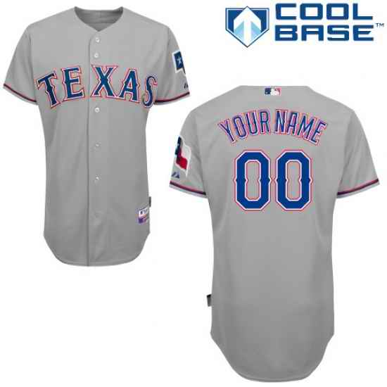 Men Women Youth All Size Texas Rangers Customized Cool Base Jersey Grey 3